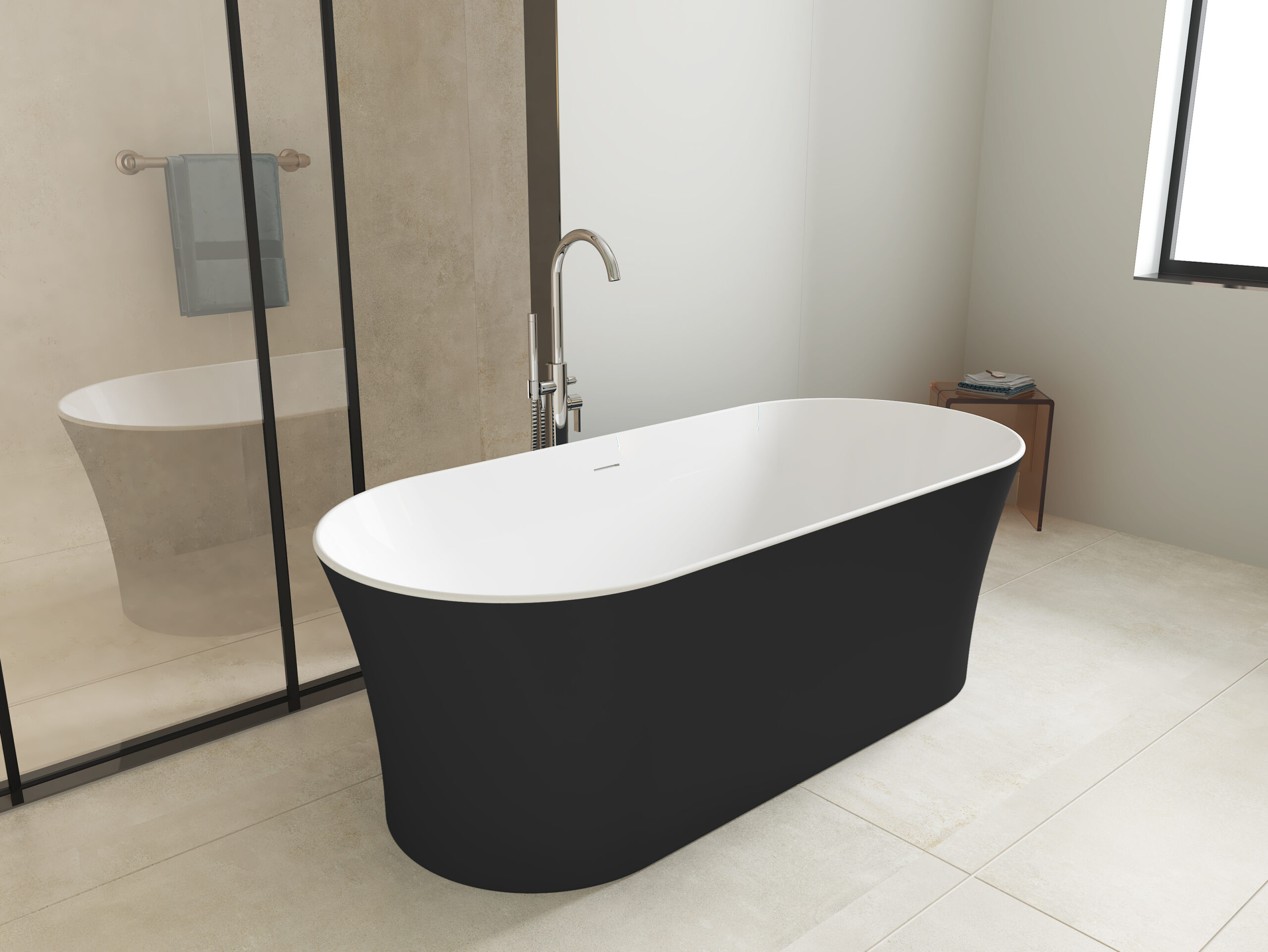 Bainlo Obsidian 1700mm 750mm Double Ended Freestanding Bath - Image 3