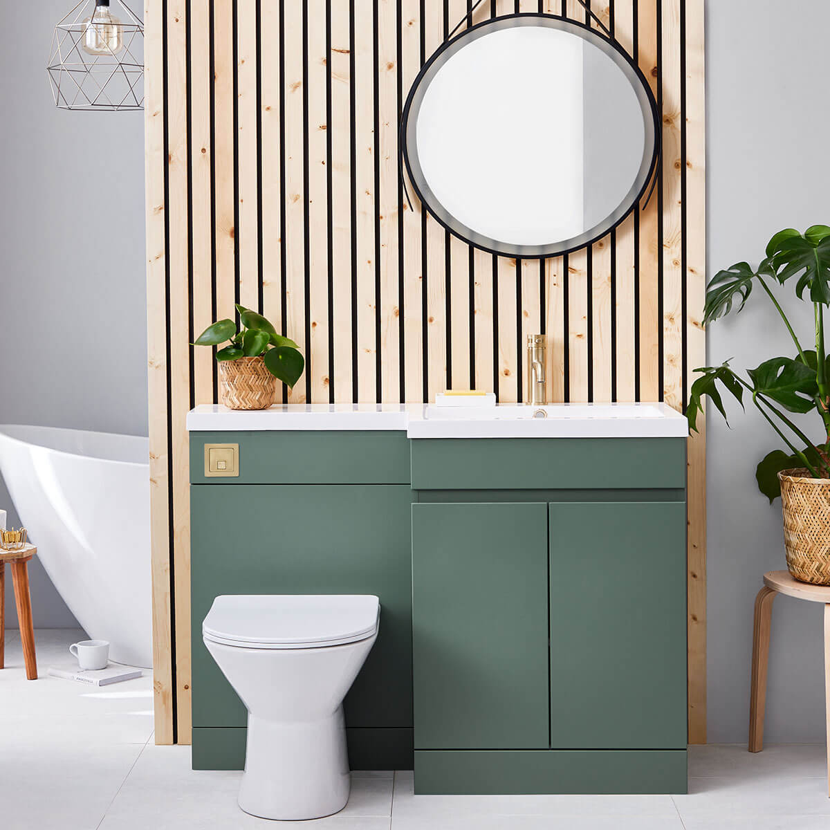 Empire 1100mm Wide Floor Standing Vanity Furniture Pack - Green, Left or Right - Image 2