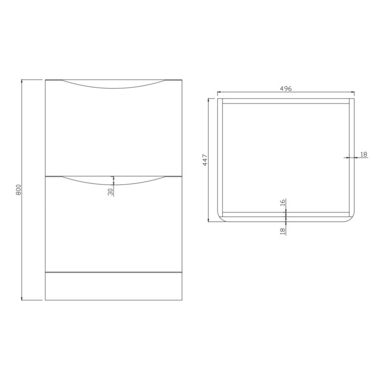 Scudo Bella 500mm Matt Grey Floorstanding Bathroom Vanity Unit with Basin & 2 Drawers - Image 3