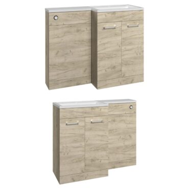 Aquavolere Venice Oak 1100mm L-Shape WC & Basin Combination Unit – Left/Right Hand