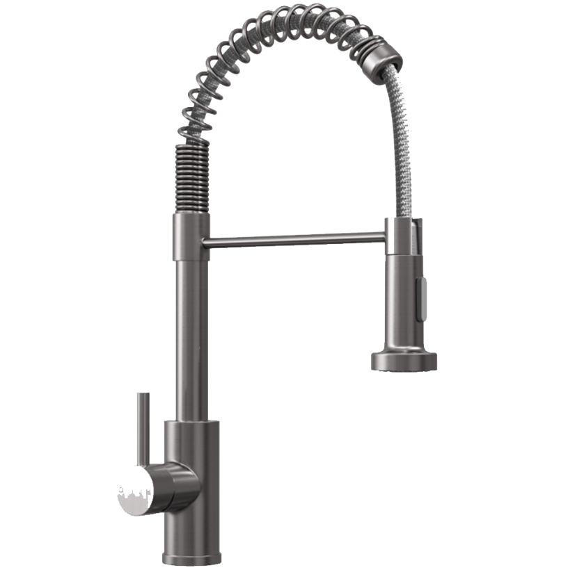 Tempo Contra Brushed Steel Kitchen Sink Mixer Tap – Single Lever with Spring Pull-Out Hose Spray Head - Image 3