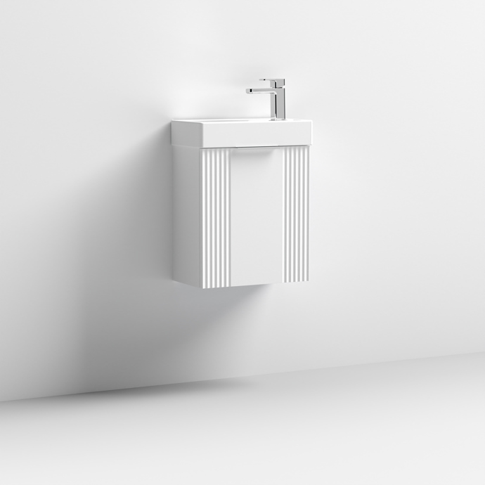 Nuie Deco Compact 400mm Wall Hung Vanity Unit – Satin White - Image 2