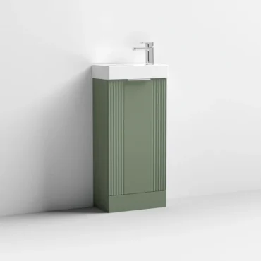 Nuie Deco 400mm Satin Green Compact Vanity Unit with Basin