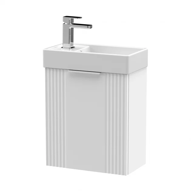 Nuie Deco Compact 400mm Wall Hung Vanity Unit – Satin White