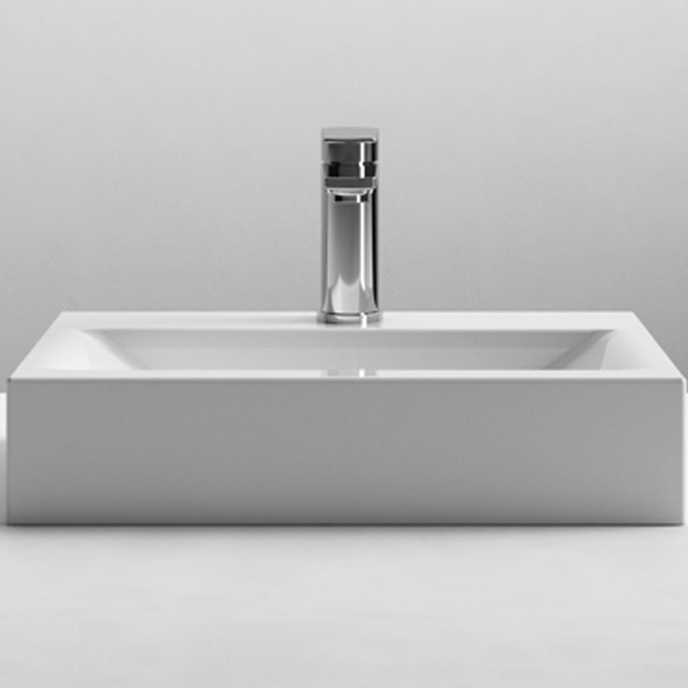Nuie Cubix Washstand Vessel Countertop Basin in White - Front View