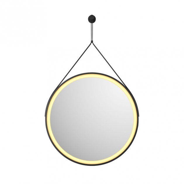 Scudo Belini Round LED Hanging Mirror – 600mm Matt Black with Touch Sensor & Demister - Image 4