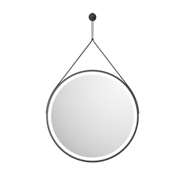 Scudo Belini Round LED Hanging Mirror – 600mm Matt Black with Touch Sensor & Demister - Image 2