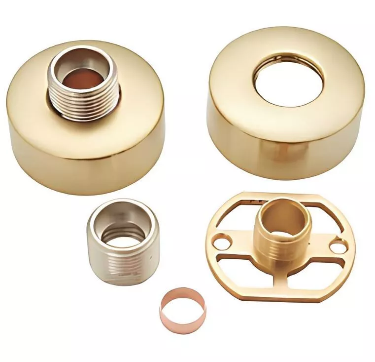Round Easy Fix Bar Shower Fixing Bracket in Brushed Brass Finish - Image 2