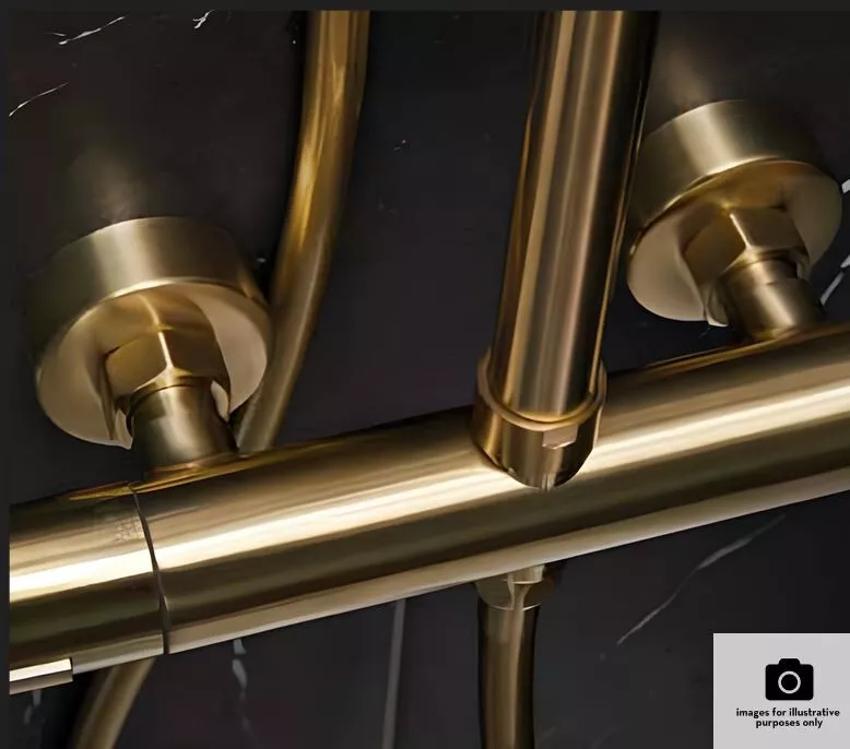 Round Easy Fix Bar Shower Fixing Bracket in Brushed Brass Finish - Image 3
