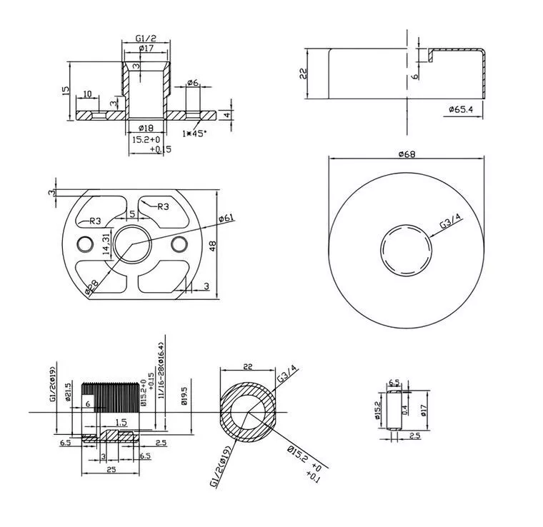 Round Easy Fix Bar Shower Fixing Bracket in Brushed Brass Finish - Image 6