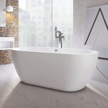 Scudo Onyx 1555mm x 750mm White Double-Ended Freestanding Bath