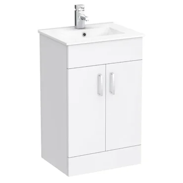Eden 500mm Gloss White Small Vanity Unit with Ceramic Basin - Front View