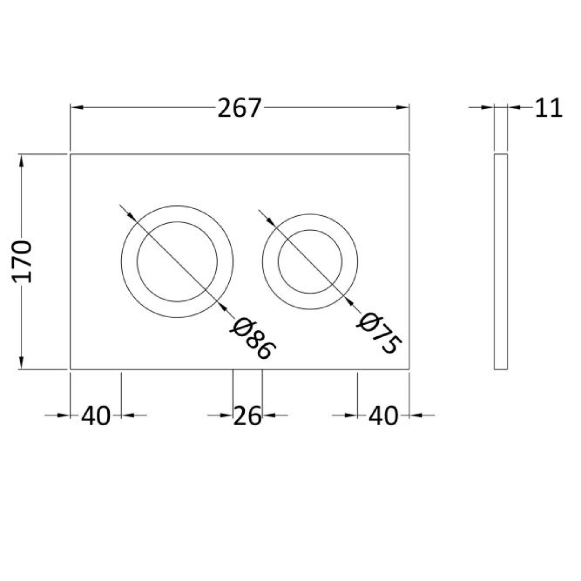 Nuie 890mm Mid Height Concealed WC Frame & Round Flush Plate - Image 7