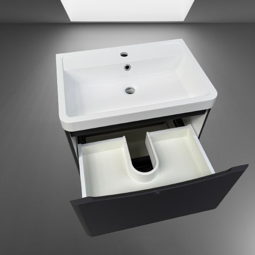 Jupiter Bali 600mm Matt Grey 2-Drawer Floorstanding Vanity Unit with Basin - Image 3