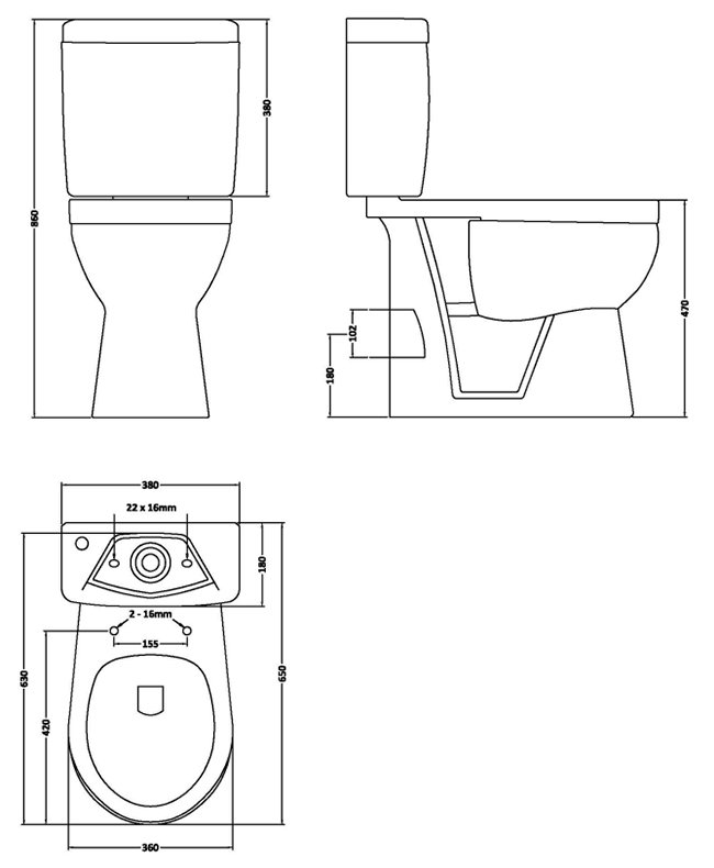 Nuie High Rise Close Coupled Toilet | Comfort Height Mobility WC - Image 3