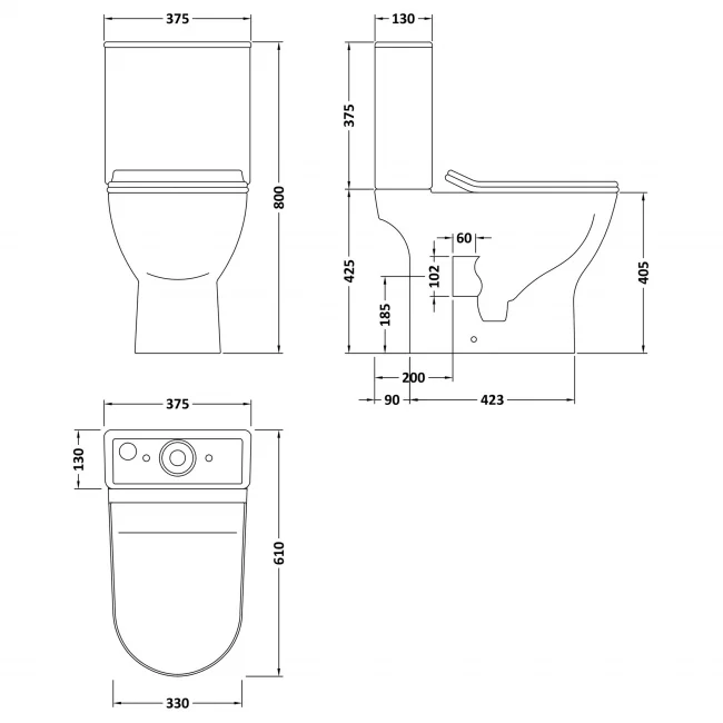 Nuie Freya Close Coupled Toilet Compact Rimless-Soft Close Seat - Image 6