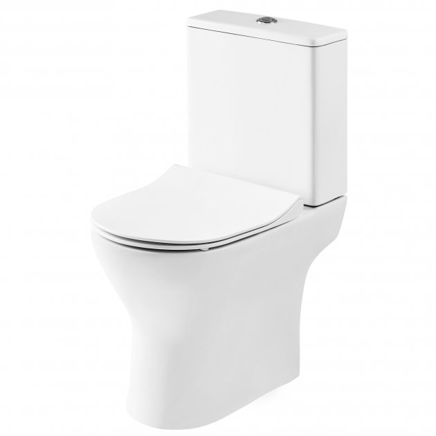 Nuie Freya Close Coupled Toilet – Modern White Ceramic Toilet with Soft Close Seat