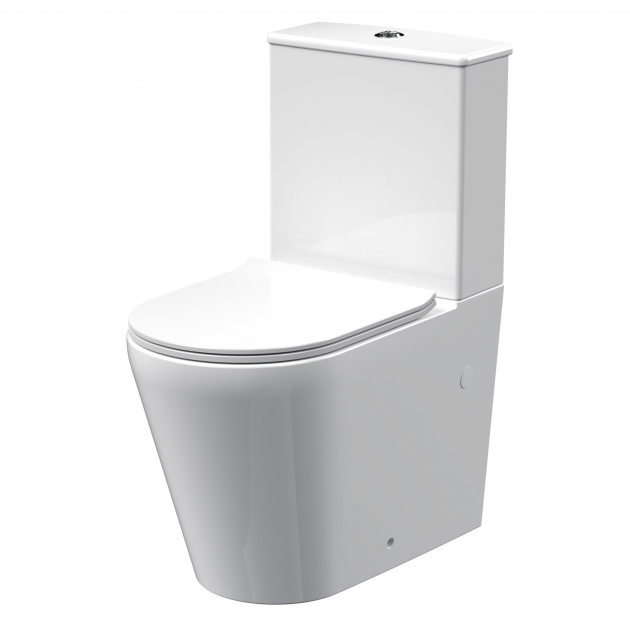 Nuie Freya Rimless Back to Wall Close Coupled Toilet in White