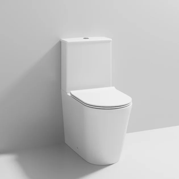 Nuie Freya Rimless Back to Wall Close Coupled Toilet - Closed Back - Image 2