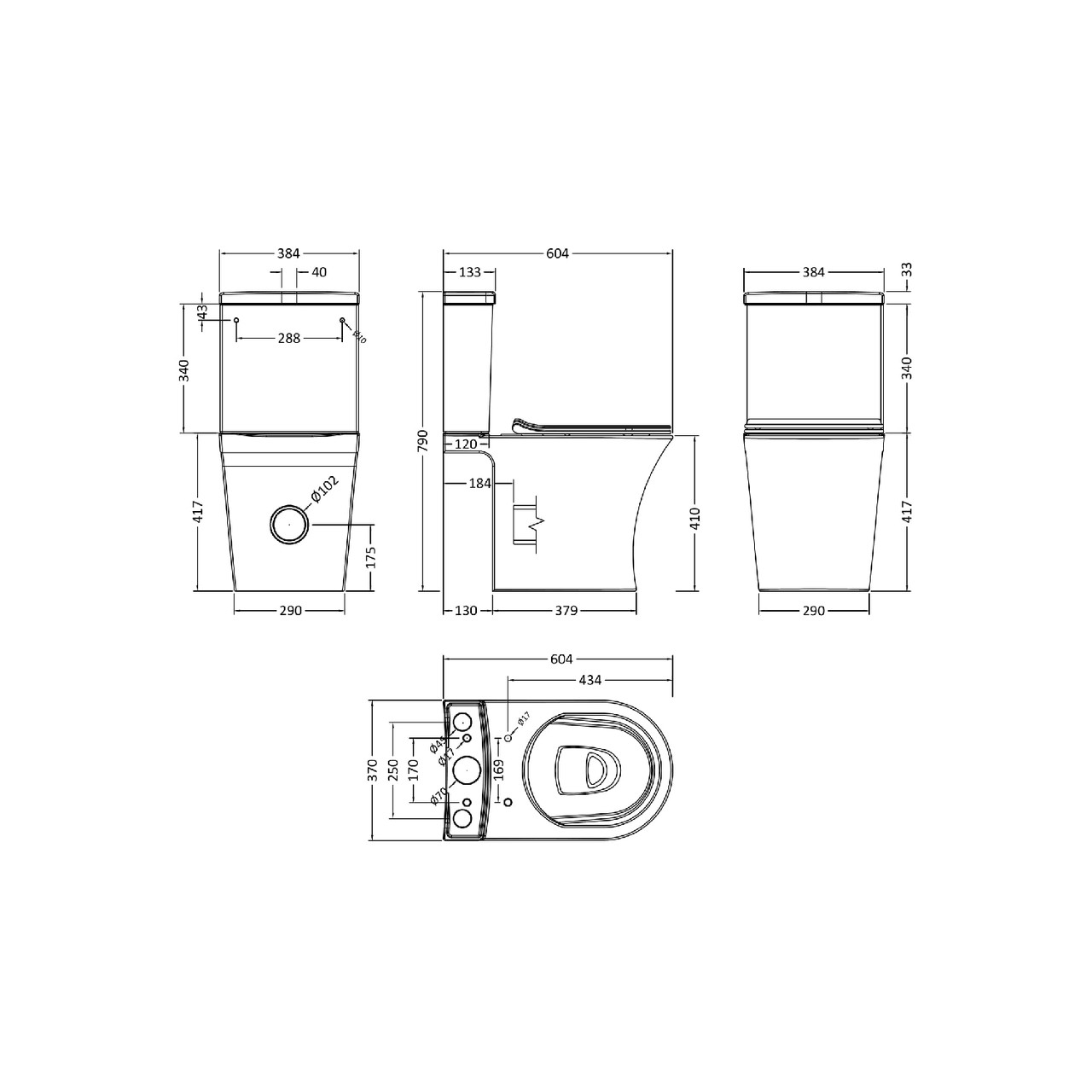 Nuie Freya Semi Flush to Wall Close Coupled Toilet | Soft Close Seat - Image 2