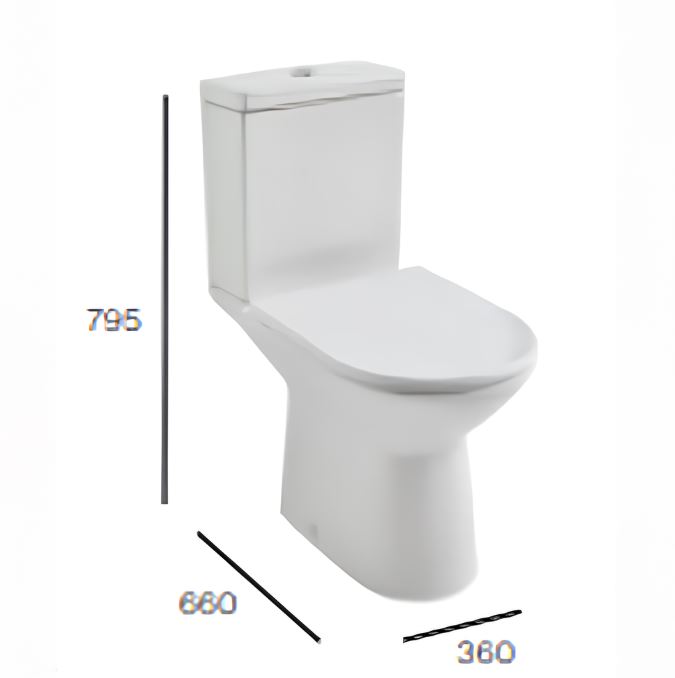 Roca Andes Rimless Close Coupled Toilet – Soft-Close Seat - Image 4