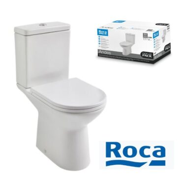Roca Andes Rimless Close Coupled Toilet with Eco Dual Flush and Soft-Close Seat