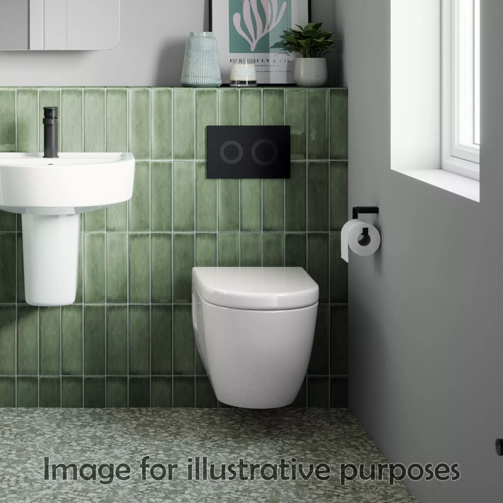 Nuie 890mm Mid Height Concealed WC Frame & Round Flush Plate - Image 4