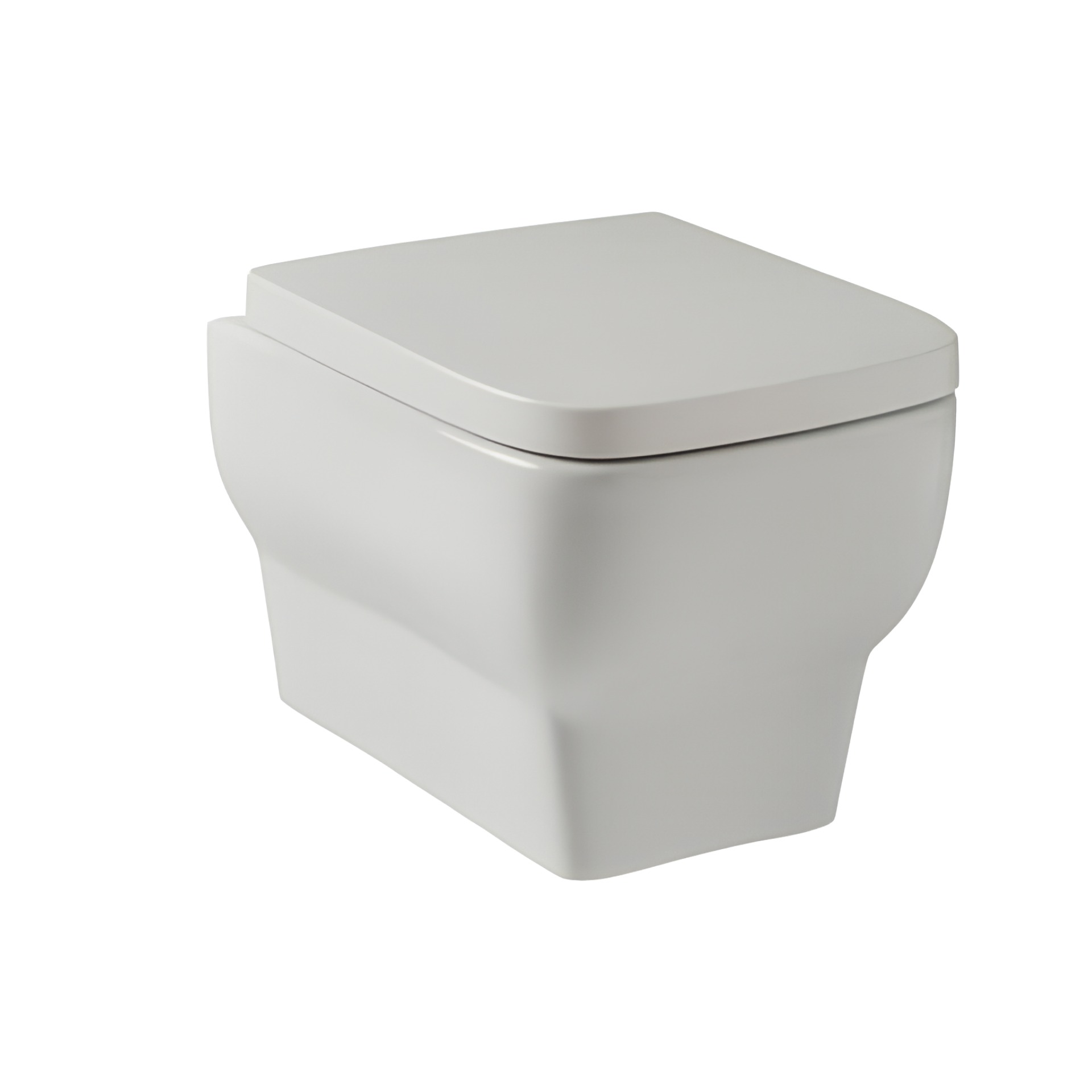 Kartell Korsika Wall Hung Pan – Modern wall-mounted toilet with soft-close seat, high-gloss white finish, and contemporary square design.