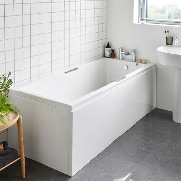 K Vit Luxe Single-Ended Bath with Chrome Grips in White Finish