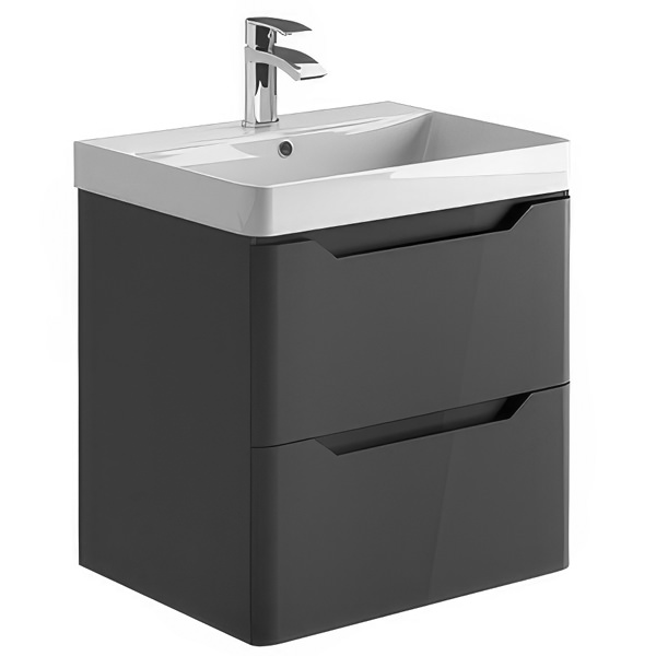 Ella Wall Hung 2-Drawer Vanity Unit with Basin – 600mm Wide - Image 8