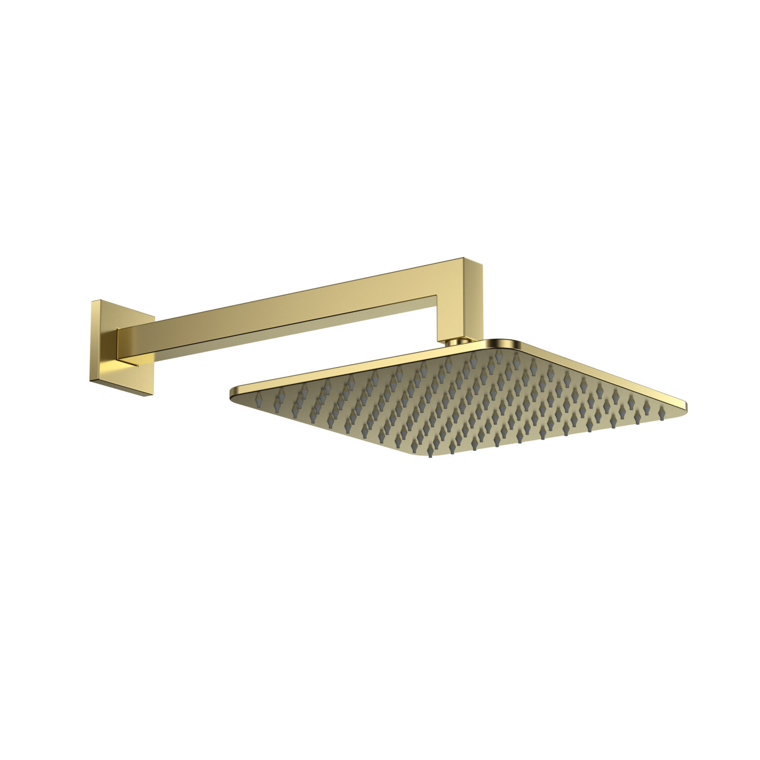 Scudo Square Shower Arm and Head 250mm in Brushed Brass