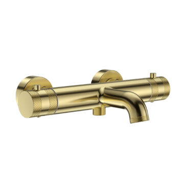 Scudo Core Thermo BSM 2 Outlet Brushed Brass wall-mounted bath spout with a minimalist design and thermostatic temperature control.