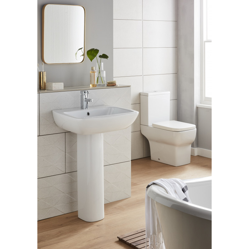 Korsika C/C WC Pan, Cistern & Soft Close Seat - Square Dual Flush - Image 2
