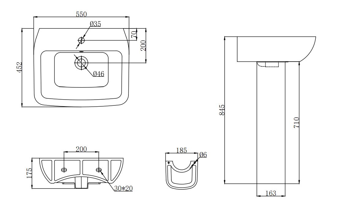 Kartell Square Korsika Toilet and 1 Hole Basin 4 Piece Bathroom Suite - Image 4