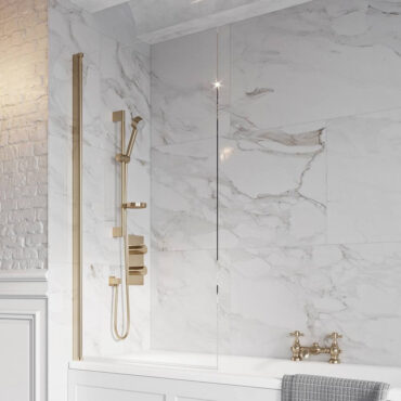 Dawn Thalia 1500 x 800mm Brushed Brass Single Panel Bath Screen-8mm