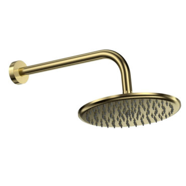 Scudo Round Shower Arm and Head 240mm in Brushed Brass