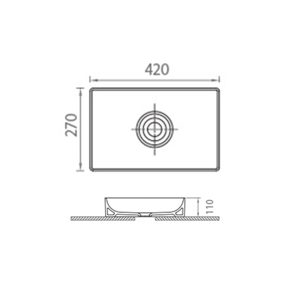 Scudo Stance 420mm Rectangular Countertop Basin - Image 4