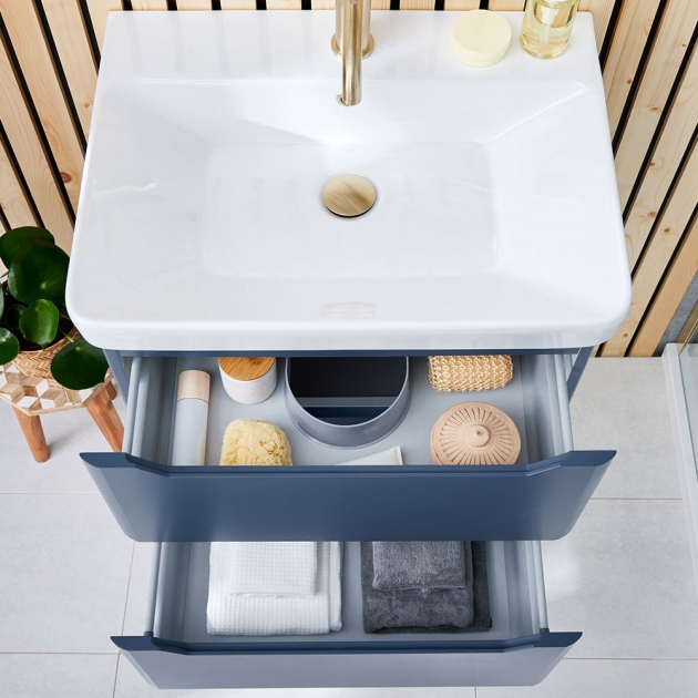 Ella Wall Hung 2-Drawer Vanity Unit with Basin – 600mm Wide - Image 4