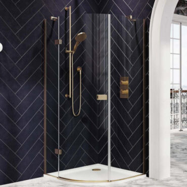 Scudo Athena Brushed Brass Hinged 800mm-900mm Quadrant Shower Enclosure