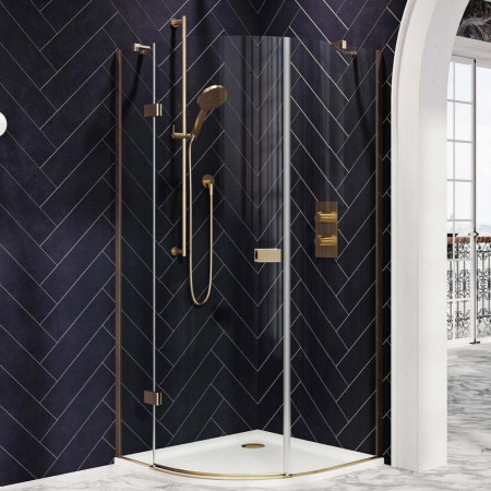 Scudo Athena Brushed Brass Hinged 800mm-900mm Quadrant Shower Enclosure