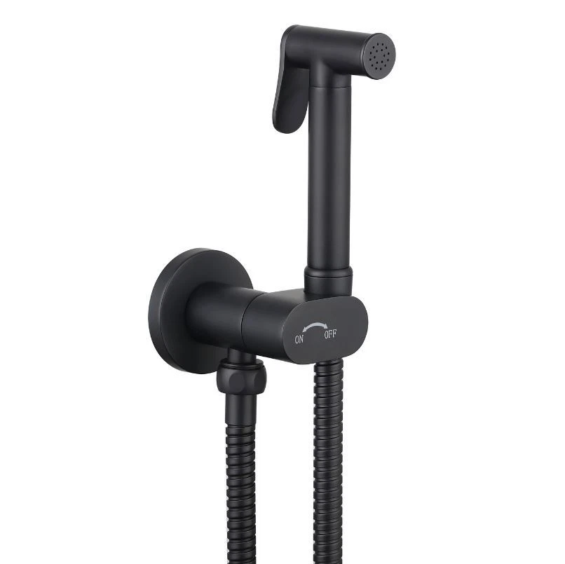 Conon Matt Black Round Douche Spray Kit with Integrated Isolator Valve & Hose
