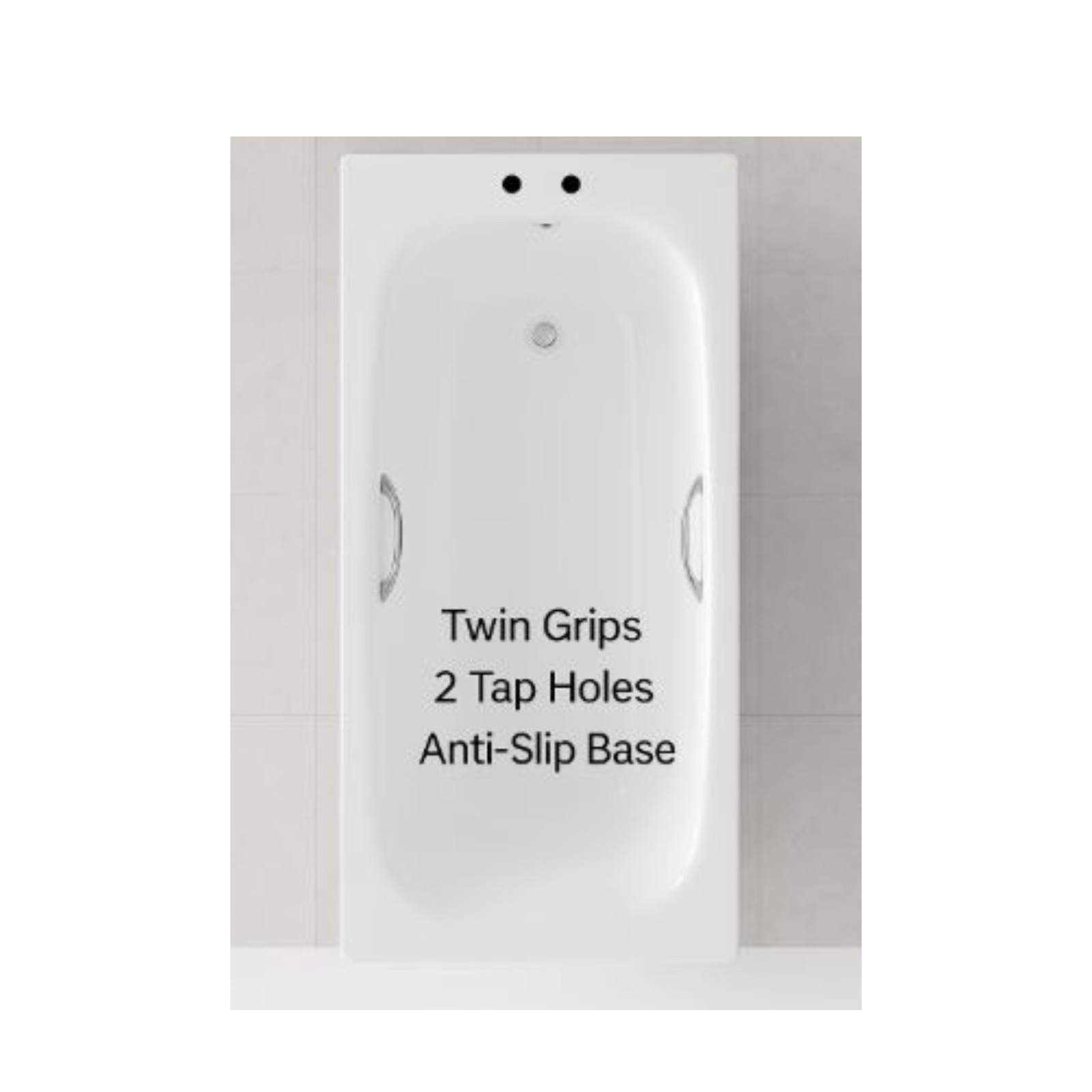 Roca Carla 1700 x 700mm 2TH Steel Enamel Bath with Grips & Anti-Slip Base - Image 3