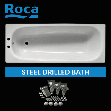 Roca Contesa 1700 x 700mm 2TH Steel Enamel Bath with Anti-Slip Base