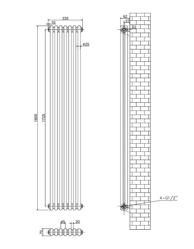 HEATWICK Heritage 1800mm White Vertical Column 2 Radiator 3 Sizes-245-335-425mm - Image 20