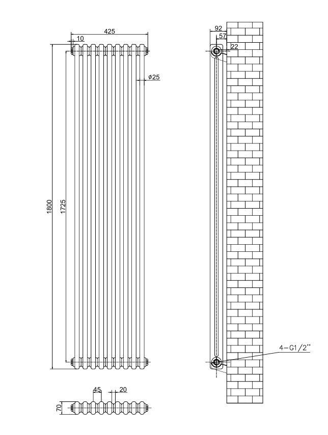 HEATWICK Heritage 1800mm White Vertical Column 2 Radiator 3 Sizes-245-335-425mm - Image 19