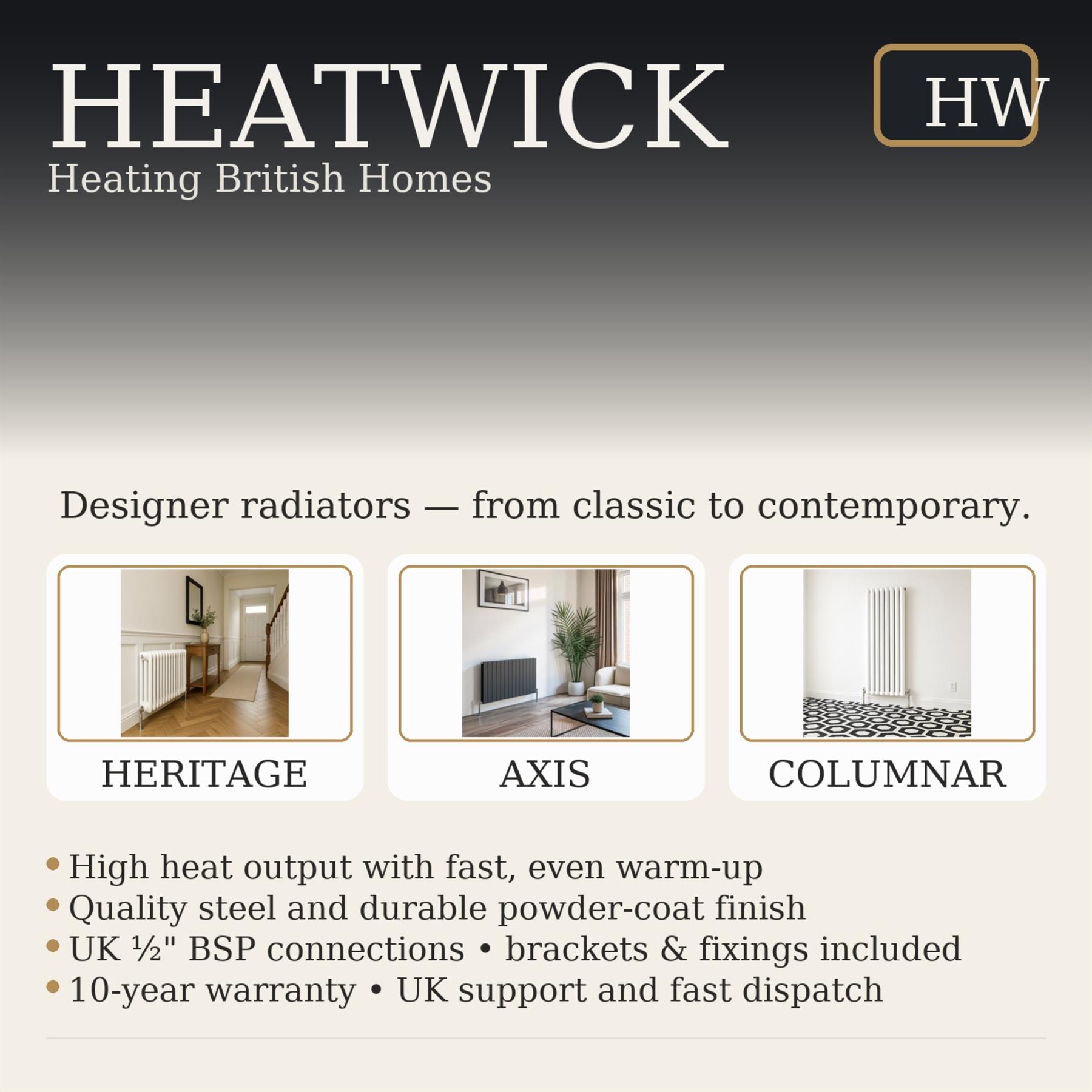 HEATWICK Heritage 1800mm White Vertical Column 2 Radiator 3 Sizes-245-335-425mm - Image 7