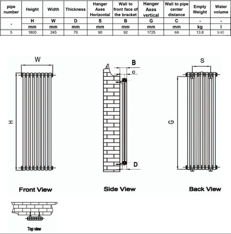 HEATWICK Heritage 1800mm White Vertical Column 2 Radiator 3 Sizes-245-335-425mm - Image 14