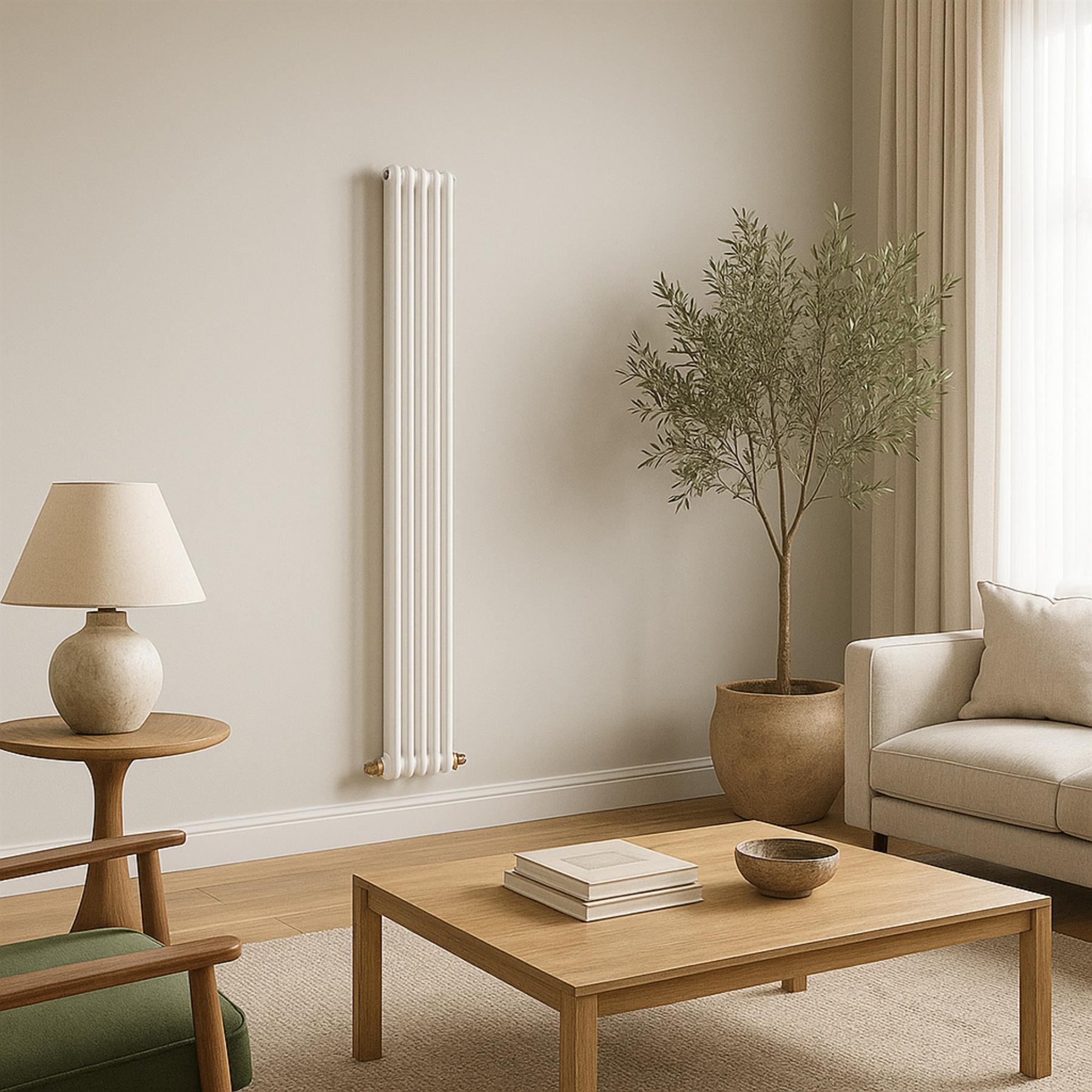 HEATWICK Heritage 1800mm White Vertical Column 2 Radiator 3 Sizes-245-335-425mm - Image 5